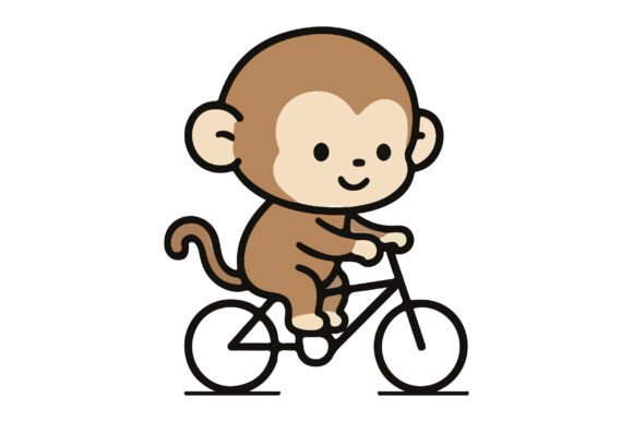 Baby Monkey Riding Bicycle PNG Clipart