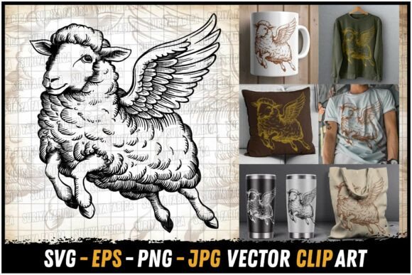 Cute Retro Sheep with Wings SVG Review