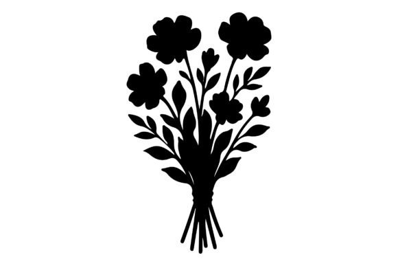 Flower Bouquet Silhouette Vector Clipart