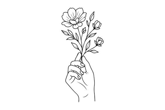 Flower in Hand Silhouette Vector Design