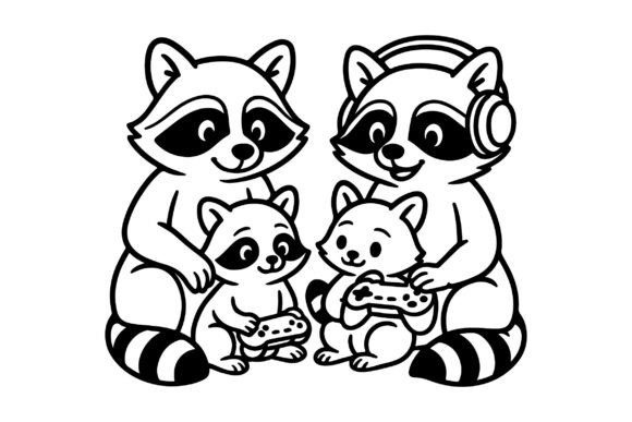Gamer Raccoon Family Clipart Vector Review