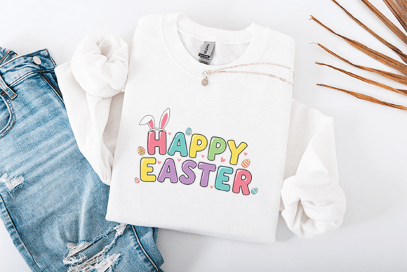 Happy Easter SVG Bunny Ears Retro Bubble