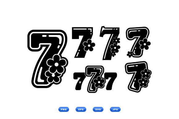Retro Floral Number 7 SVG Review: A Bold Monochrome Embroidery Design
