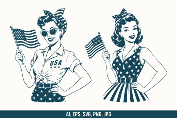 Retro Patriotic American Women SVG Review for Real Embroidery Projects